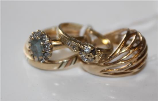 4 x 9ct gold rings